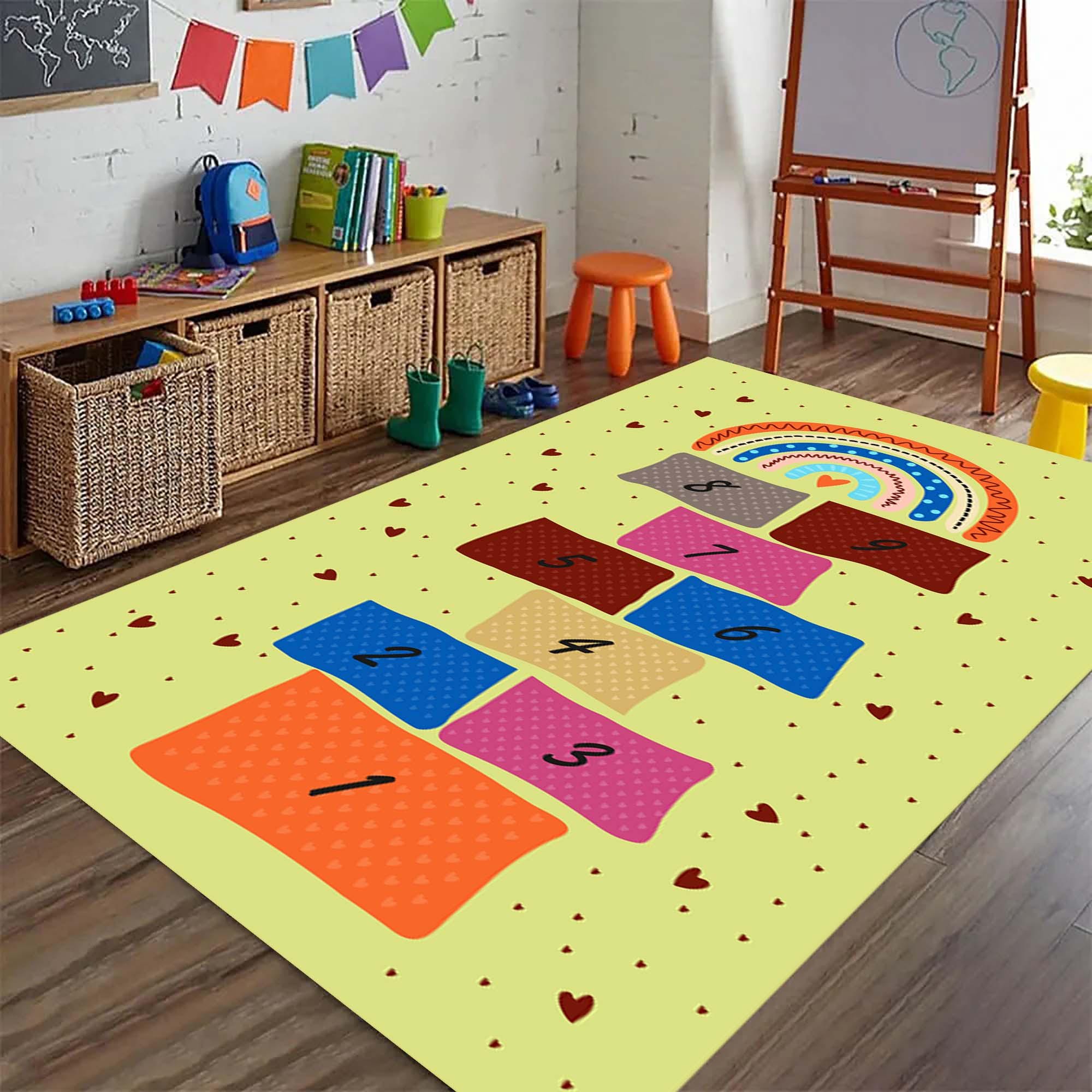 Rainbow Hopscotch Kids Rug, Hopscotch Playroom Rug, Kids Room Carpet ...