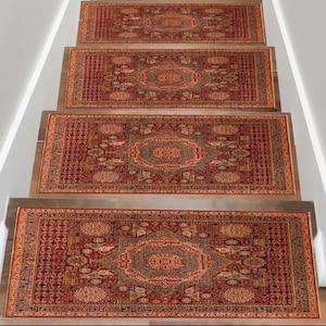 Vintage Design Stair Tread, Stair Non-Slip Rug, Stair Protector, Stair Safety, Indoor Stylish Rug, Traditional Elegant Design,Rug for Stairs
