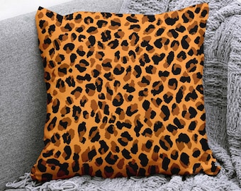 Funda de almohada con estampado de leopardo, estampado animal, cojín para sofá, funda de almohada para sillón, decoración safari, estilo jungla, funda de almohada bohemia, manta salvaje, hogar exótico