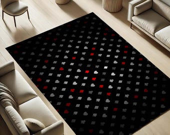 Poker Casino Theme Rug, Card Game Decor, Spade Heart Rug, Club Diamond Mat, Man Cave Game Carpet, Card Suit Rug, Vegas Style Gamer Rug