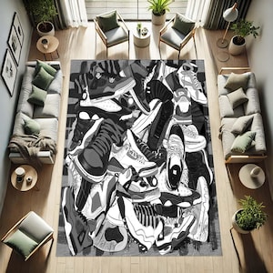 Sneaker Rug, Hypebeast Decor, Streetwear Room Mat, Urban Style Rug, Sneakerhead, Street Style, Graffiti Sneaker Rug, Hip Hop Room Decor