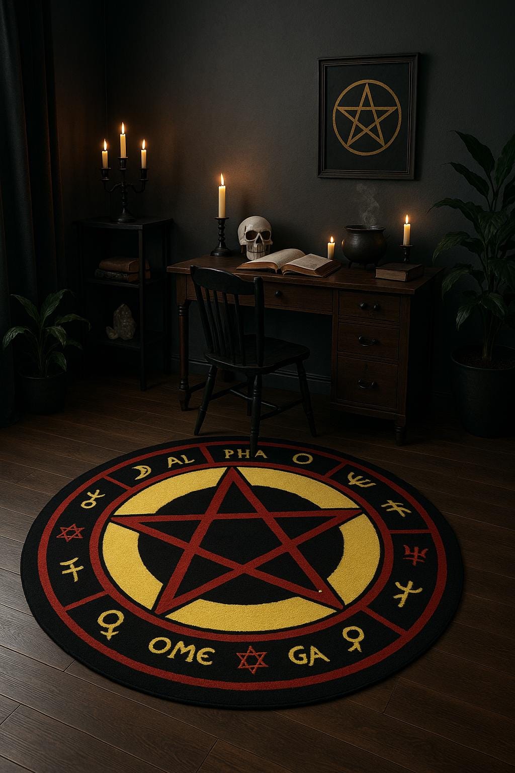 The Love Witch, Pentagram Rug, Gothic Decor, Witchy Room Mat, Occult ...