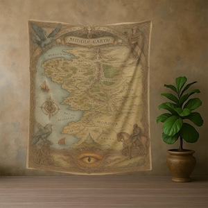 Mittelerde Karte Kunst, Fantasy Weltkarte, Mittelerde Druck, Karte im antiken Stil, Kunst der Alten Welt, Klassische Karte Poster, Story Map Wandbehang
