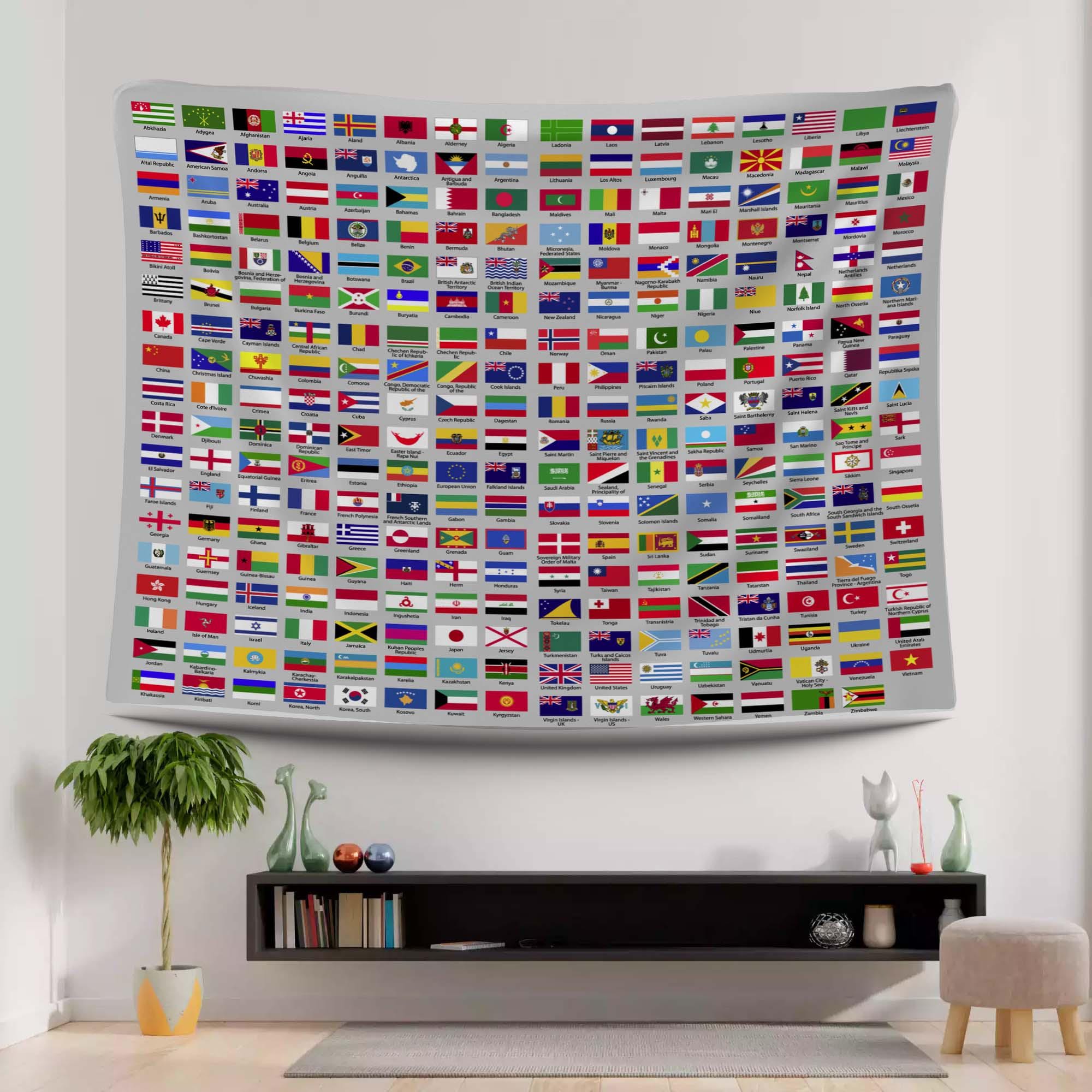 Wall Hangings World Flags, Global Decor, Flag Tapestry, Map Art, Travel ...