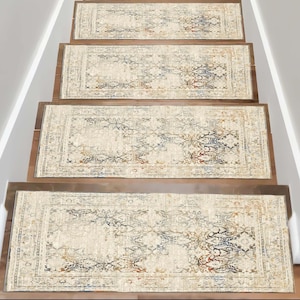 Vintage Traditional Design, Soft Color Rug, Stair Tread Non-Slip, Stair Protector, Elegant Decor, Rug for Stairs, Indoor Tread Landing Rug