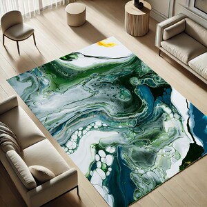 Abstract Art Rug,Fluid Art Carpet, Marble Design Rug, Artistic Floor Mat, Acrylic Pour Rug, Nature Color Rug, Unique Print Mat