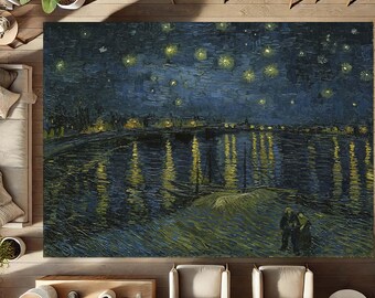 Starry Night Rug, Van Gogh Carpet, Art Inspired Decor, Famous Painting Mat, Starry Sky Floor Art, Night Landscape Rug, Gogh Style Mat