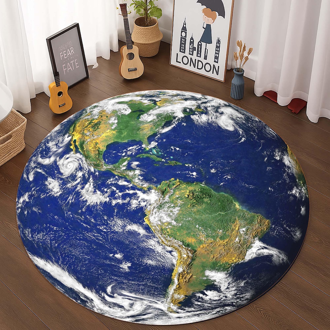 Earth Map Rug, World Globe Mat, Geography Carpet, Planet Earth Rug ...