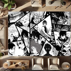 Anime Rug, Manga Carpet, Otaku Room Decor, Japanese Comic Art Rug, Shonen Rug, Anime Floor Mat, Manga Style Interior, Cool Geek Rug
