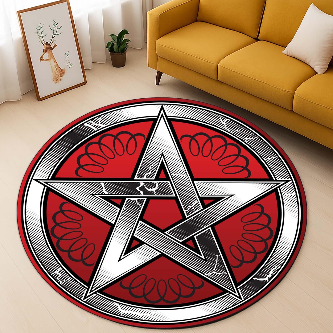 Wicca Rugs Pentagram Rug, Witchy Decor, Gothic Floor Mat, Occult, Magic Symbol Rug ...