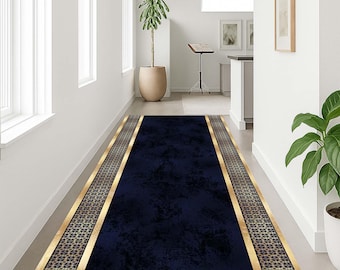 Runner Border Rug, Elegant Hallway Rug, Modern Entry Mat, Luxury Floor Rug, Classic Long Rug, Stylish Home Decor, Narrow Hallway Runner Rug