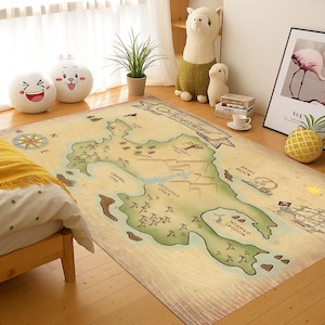 Neverland Map Rug, Kids Adventure Rug, Pirate Themed Rug, Map Of Neverland, Kids Playroom Rug, Adventure Map Carpet, Treasure Map Rug