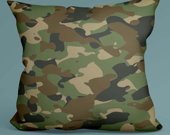 Camo Throw Pillow Cover, Army Green Pillow Cover, Camouflage Decor Cushion Case, Hunting Room Camo Case, Tactical Decor,Man Cave Pillow Case
