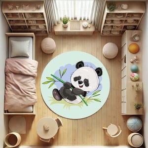 Alfombra de panda para guardería, adorable alfombra de panda, decoración para habitación infantil, alfombra de animalito, alfombra redonda de panda, alfombra de juego para niños pequeños, alfombra de oso de bambú, alfombra de panda de dibujos animados