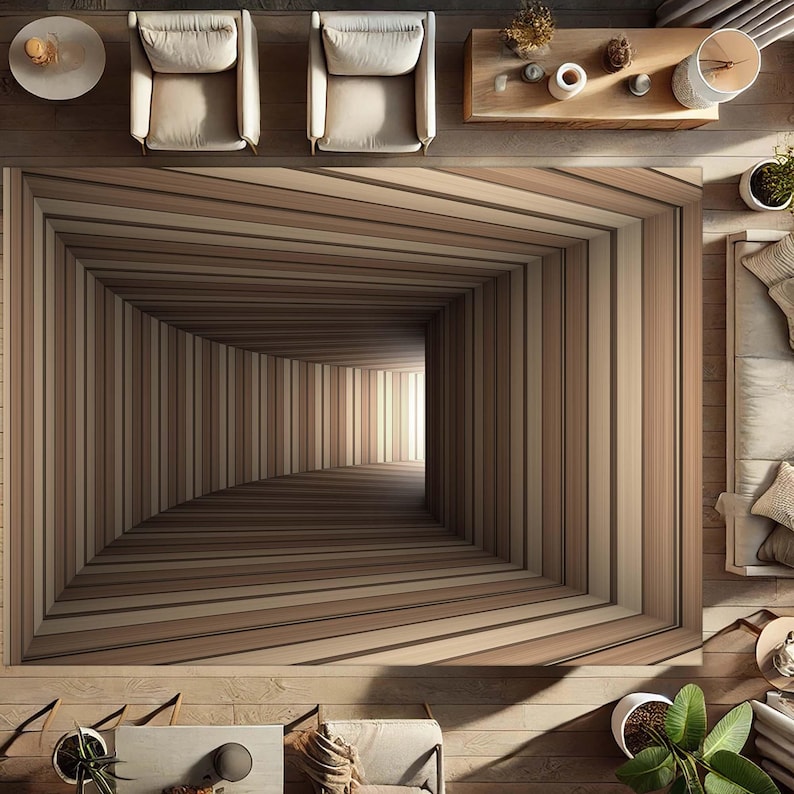 Three Dimension Design Rugs 3D Illusion Rug, Optical Illusion Carpet, Modern Tunnel Rug, Visual ...
