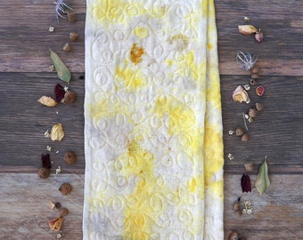 Marigold Eco Dyed Linen Quilt Scarf - Plant Dyed Handmade Quilted Scarf - Botanical Dyed Quilt Scarves -  Sustainable Made Accessory