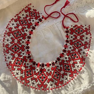 Red Beaded Necklace Handmade Traditional Multilayer Ukrainian Namysto Folk Boho Necklace Namysto Slavic beads necklace Gift for Easter 2025