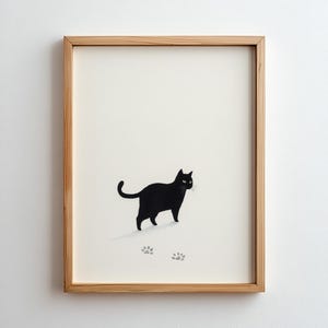 Black Cat in Snow Print Wall Art Winter Forest Poster Cozy Feline Christmas Decor Moody Animal Poster Digital Download Artwork Minimal