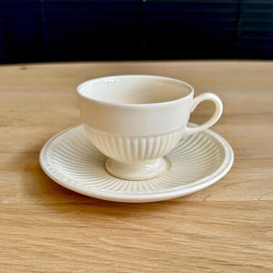 Vintage Wedgwood Edme Tea Cup and Saucer – English Creamware Teacup – Classic Cottagecore China – Collectible Pottery Gift