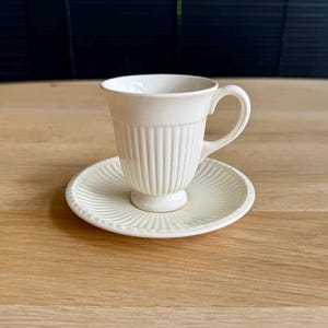 Vintage Wedgwood Edme Coffee Cup and Saucer – English Creamware Coffe Cup – Classic Cottagecore China – Collectible Pottery Gift