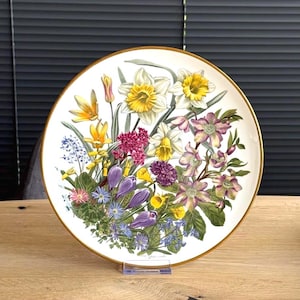 Prato de colecionador Franklin Mint: Flor do Ano em Porcelana Wedgwood - Março