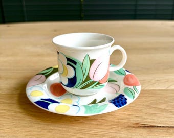 Arabia Finland Vintage Cup and Saucer – Minimalist Nordic Design