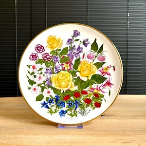 Franklin Mint Collector Plate – Flowers of June – Porcelain Flower of the Year/ limited edition/ made by Wedgwood/new in box