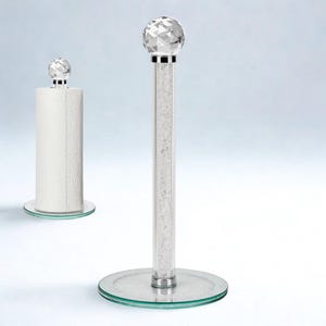 Portarotolo di carta igienica in cristallo con scintillanti dettagli di diamanti / Portarotolo da cucina indipendente glamour / Arredamento di lusso per cucina e sala da pranzo