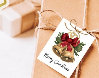 クリスマスギフトタグ、赤と緑のホリデーギフトタグ（デジタルダウンロード）