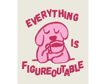 ピンクの子犬のインスピレーションあふれる名言プリント：図解可能なウォールアート（デジタルダウンロード）