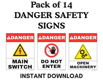 OSHA ANSI 危険安全標識：職場施設ポスター（デジタルダウンロード）