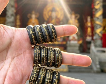 Aangepaste toewijding taoïstische ringbeschermingsbedel Blikseminslag houten talisman beschermende talisman positieve energie voor vader