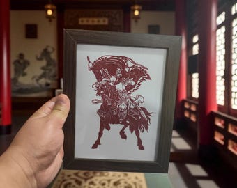 Cinnabar Ink Drawing of Guan Gong: Chinese God of War, Home Protection-Customizable Consecration Service