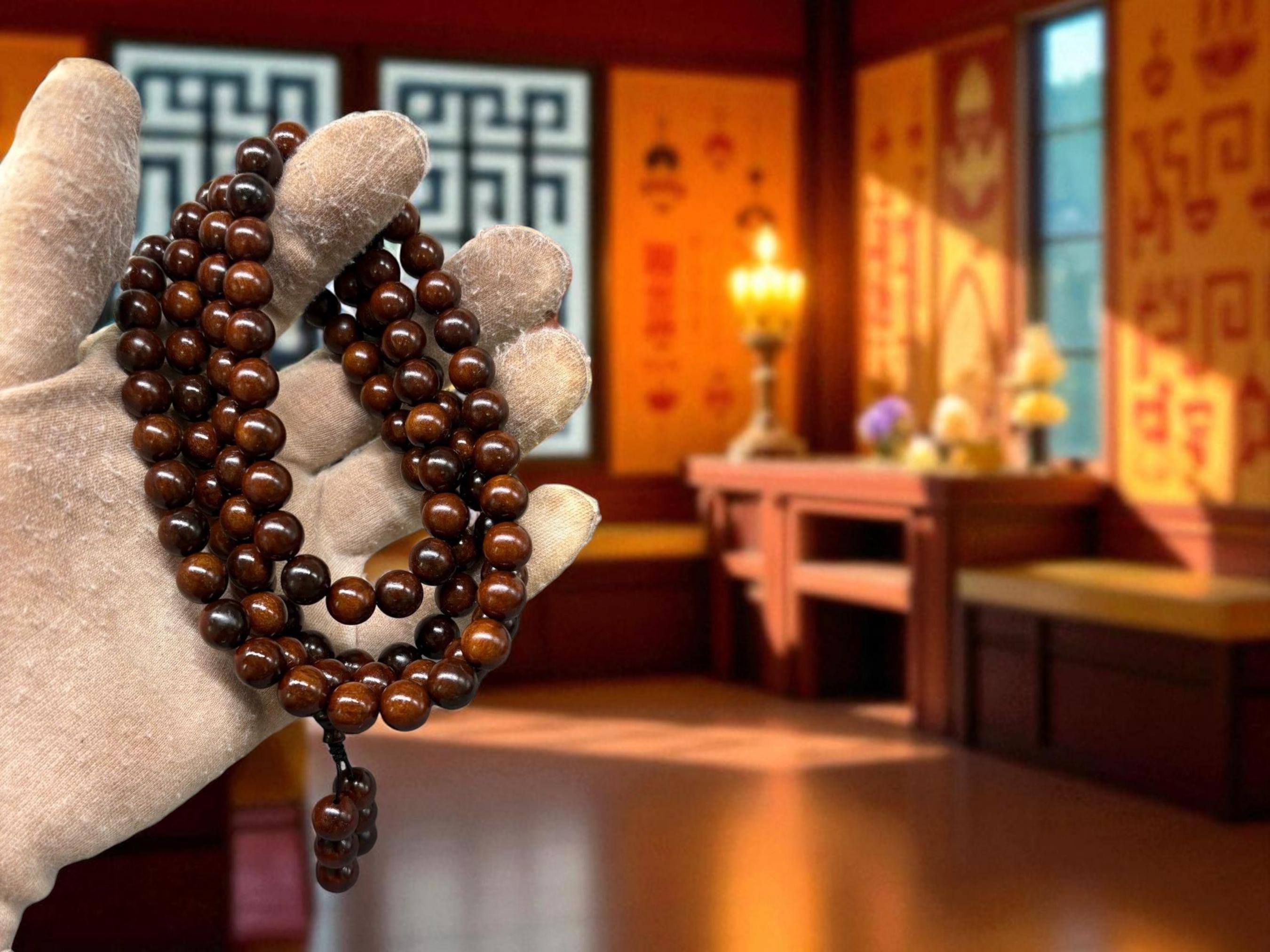 Handmade Thunder-struck Jujube Wood Mala – 108 Prayer Beads