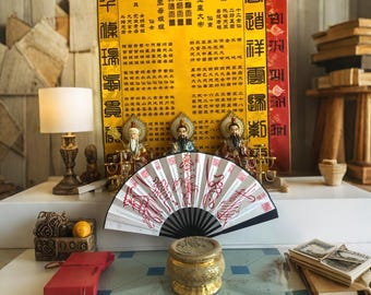 Handmade Daoist Talisman Fan: Ziwei Emperor & Five Thunder Magic