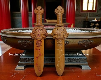 [生前特注品] TADY本人手彫り(TADY&KING)龍レザータブレット用 Handmade Taoist Big Dipper Sword, Lightning Struck Jujube Wood