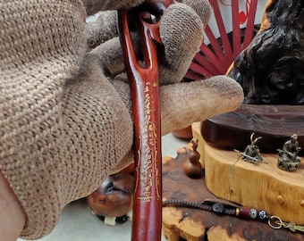 Phoenix Hairpin: Handcrafted Lightning Wood, Nine Heavens Goddess Blessing-Customizable Consecration Service