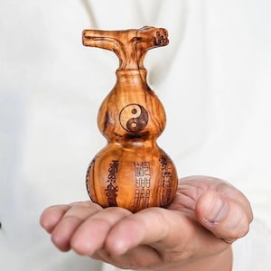 Handcrafted Lightning-Struck Jujube Wood Gourd Talisman - Authentic Taoist Feng Shui Gift for Home Protection & Evil Spirit Cleansing