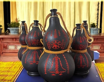 Handcrafted Gourd Feng Shui Talisman Set: Home Blessing & Evil Spirit Ward