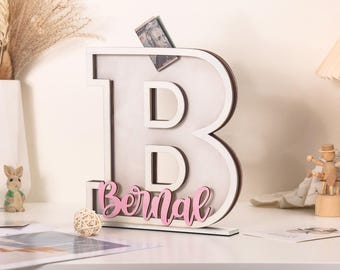 Personalized Wooden Letter Piggy Bank: Custom Name, Colorful Nursery Decor