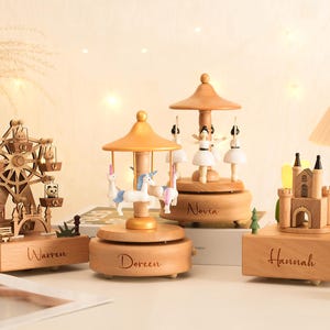 Custom Handmade Music Box,Christmas Gift For Baby,Custom Wooden Music Box,Horse Musical Carousel,Heirloom Carousel,Baby Boy Girl Shower Gift