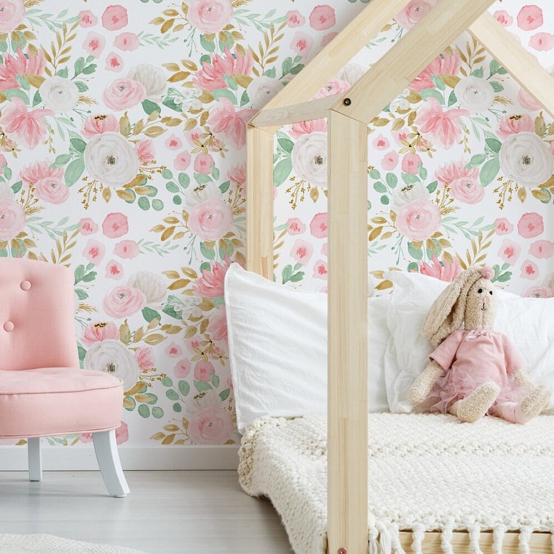 Baby Girl Nursery Wallpaper - Etsy