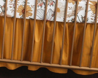 Vintage Floral Girl Crib Bedding: Golden Yellow Nursery Set