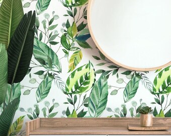 Palm Leaf Wallpaper, Jungle Removable Wallpaper, Palm Leaf, Peel Stick, Nursery Wallpaper, Palm, Green, Boy Nursery, Jungle Leaf Nursery