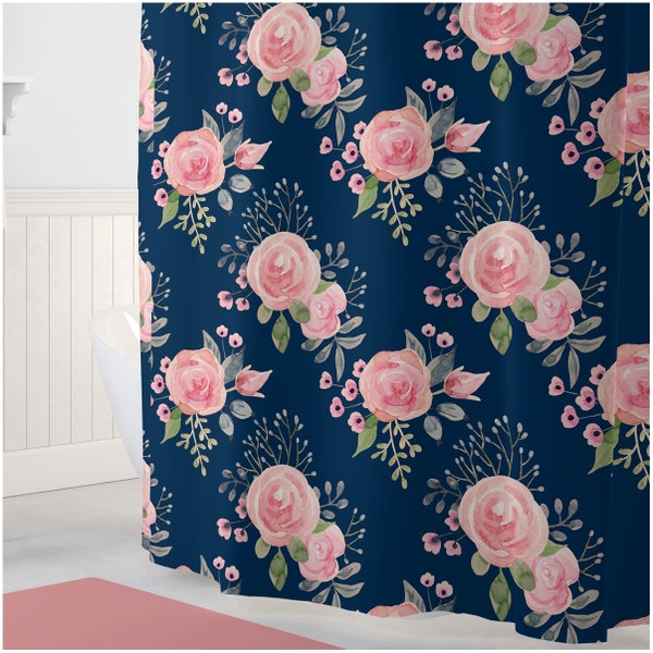 Navy Shower Curtain Etsy