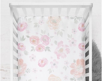 Crib Sheet, Floral Crib Sheet, Girl Crib Sheet, Floral Crib Bedding, Girl Baby Bedding, Fitted Crib Sheet, Watercolor Floral, Floral Nursery