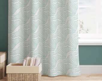 Ocean Wave Curtain Panels, Nursery Curtains, Kids Room Decor, Coastal Nursery, Baby Boy Nursery, Neutral Nursery, Blackout, Sheer, Blue