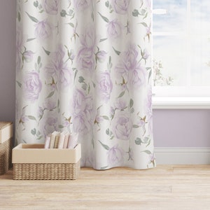 Lavender Girl Room Curtains, Floral Nursery Decor, Girl Nursery Decor, Blackout Curtain Panels, Sheer Curtain Panels, Lavender Nursery