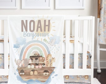 Noah's Ark Baby Boy Crib Bedding Set: Personalized Nursery Decor
