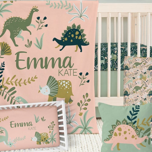 Girl Crib Bedding Dinosaur Nursery Pink Purple Dino Girls Etsy Canada